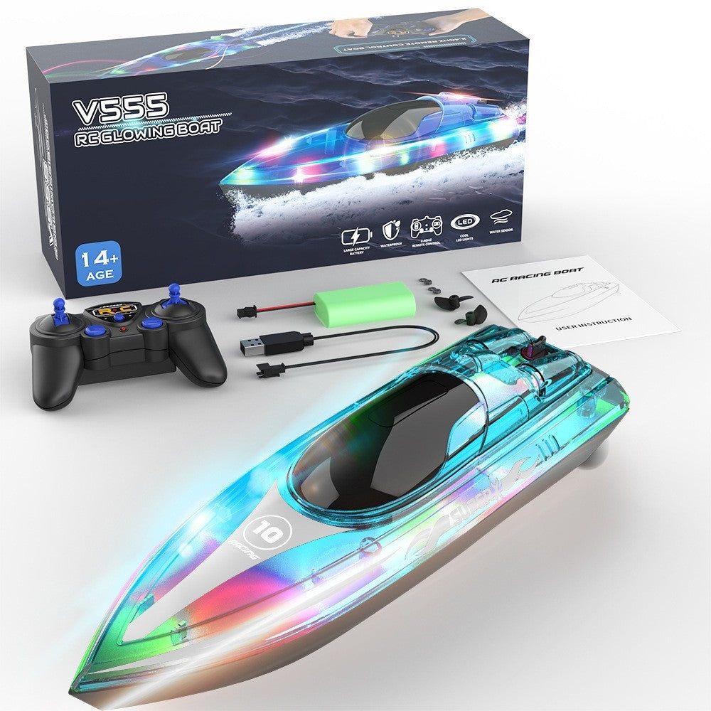 Luminous Remote-control Ship High-speed Speedboat LED Glare Remote Children Ship Model