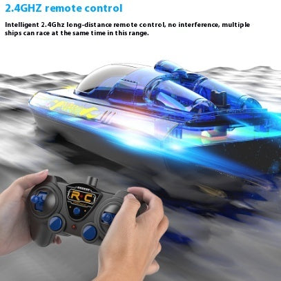 Luminous Remote-control Ship High-speed Speedboat LED Glare Remote Children Ship Model