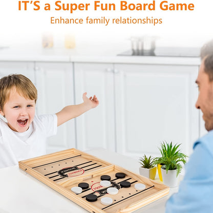 Fast Sling Puck Game,Wooden Hockey Game,Super Foosball Table,Desktop Battle Parent-Child Interaction Winner Slingshot Game,Adults And Kids Family Game Toys