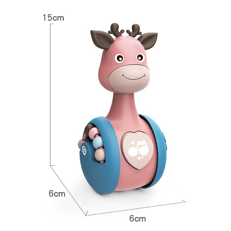 Sliding Deer Baby Tumbler Rattle 3 In 1 Sliding Tumbler Toy Baby Rattle Montessori Bath Toy For W Built-in Ring Bear Roly-Poly Early Learning Christmas Tumbler