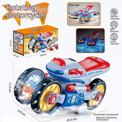 New Electric Deformation Motorcycle Stunt Rotating Universal Car Science Fiction Light Music Children Toy Car